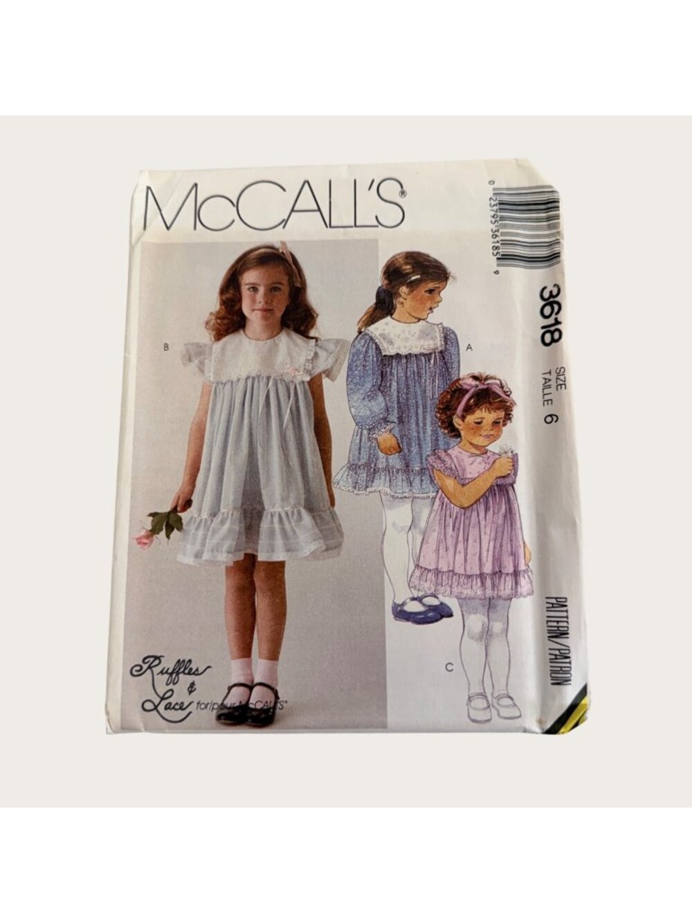 Vintage 1980s McCalls Sewing Pattern 3618 Girls Dress Size 6 Uncut